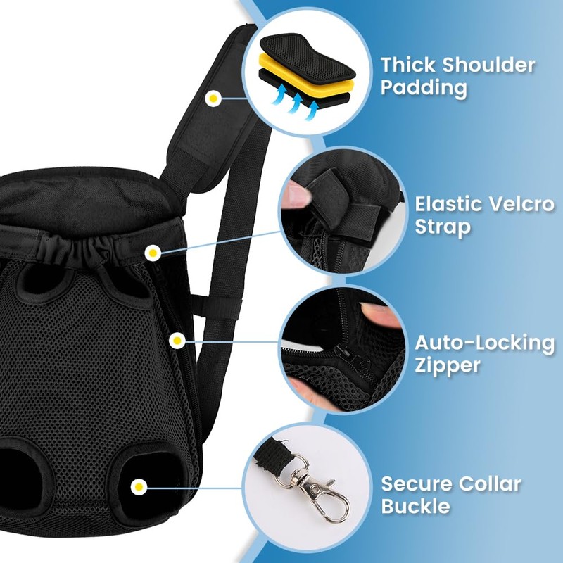 Dog Backpack Carrier, Adjustable Pet Front Carriers, Legs Out Carrying