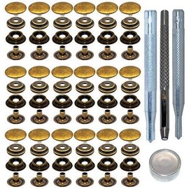 18 Sets 15 mm Stainless Steel Metal Press Studs Clothing Snaps Press Stud Set with 4 Fastening Tools for Leather Craft Jacket Wallet Handbag (Bronze)