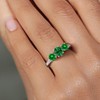 Gem Stone King 925 Sterling Silver Green Simulated Emerald 3-Stone