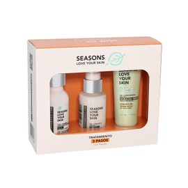 Seasons love your skin kit facial 3 Pasos – limpiador Menta + gel vitamina C + bloqueador solar manzana verde