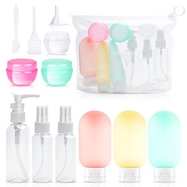13 Pcs Travel Bottles for Toiletries, Leak Proof Refillable Squeezable Liquid Empty Containers, Travel Size Bottles Travel Accessories with Storage Bag for Shampoos Conditioner Lotion and Body Wash, Color