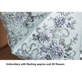 zmgmsmh Foldable Lace Parasol Travel sun rain Umbrella Compact anti UV Resistance Princess Umbrella Sun Umbrella for Women Girls (3D-Grey)