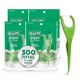 GUM Palillos de hilo dental en ángulo, perfectos para dientes apretados, hilo dental extra fuerte resistente a las roturas, en ángulo para fácil alcance, hilos dentales para adultos, sabor a menta