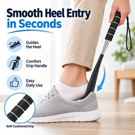 Adjustable Long Shoe Horn for Easy Shoe Wearing – 30–71cm Stainless Steel Extendable Shoehorn for Home & Daily Use