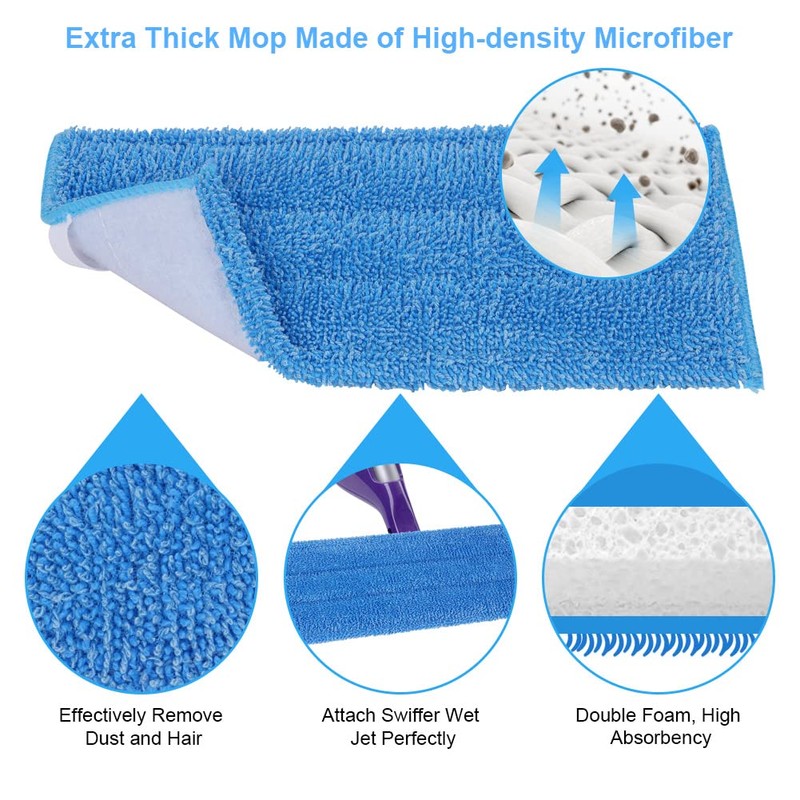 Vicloon Mop Pads for Flash Powermop, 6 PCS Microfiber Mop