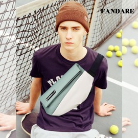 FANDARE Casual Sling Bag Crossbody Shoulder Bag Backpack for Men Personal Flex Bag with Tripod Holder Strap Lightweight Chest Pack Everyday Carry Bag for Tactical Travel Work Chest Bag Green White