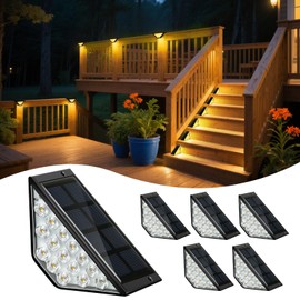 BKBB PPBB Solar Step Lights for Outside, Solar Stair Lights Outdoor Waterproof, Deck Step Lights for Fence, Patio, Yard, Porch, Front Door, Sidewalk, Garden, Patio Decor (6, Warm White)