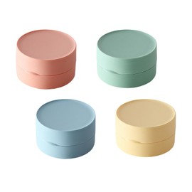 INCAUCA 4 Colors Soap Holder Travel Case, Round Travel Soap Dish, Portable Plastic Bar Soap Container for Traveling, Leak Proof Soap Box with Lid, Soap Saver Sponge Tray for Gym Outdoor (A)