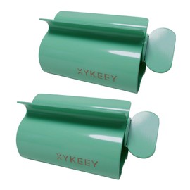 XYKEEY Toothpaste Tube Squeezer - Set of 2 Toothpaste Squeezer Rollers, Metal Toothpaste Tube Wringer Seat Holder Stand (Green)