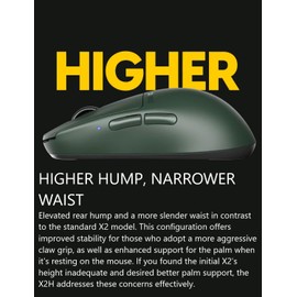 Pulsar Gaming Gears X2H mini Wireless Gaming Mouse, Founder's Edition, Ultra Lightweight 1.83 oz (52 g), Symmetrical, Optical Switch, 2.4 Ghz 1 ms, 26000 DPI, PAW3395 Sensor (Mini, Wireless, Green)