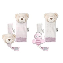 Baby Rattles Set for Feet and Wrists Pink Bear
