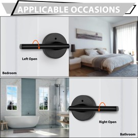 Haidms Black Interior Door Handle, Black Lever Privacy Door Handles, Matte Black Door Handles Interior, Bathroom & Bedroom Door Handles Hardware(1 Pack)