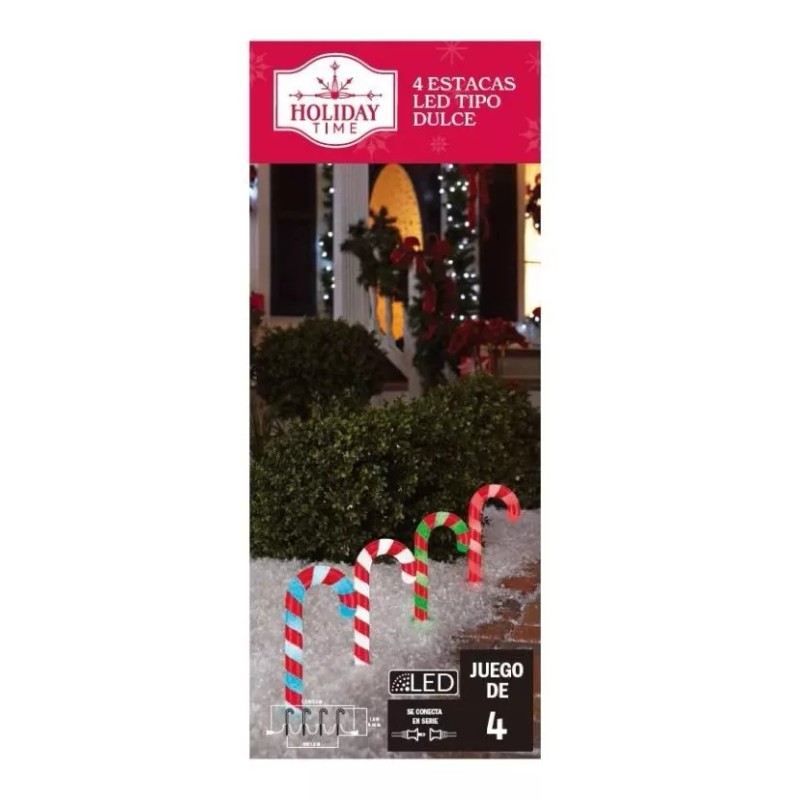 importacion navidad 4 Bastones Luces Led Navidad Estacas Caramelo Colores