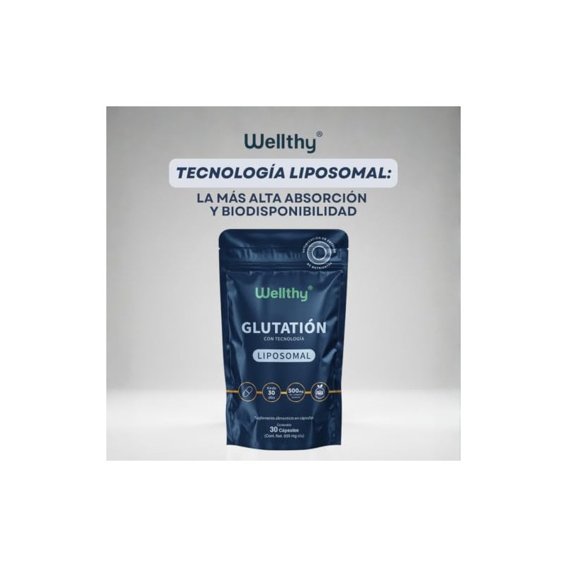 Wellthy Glutation Liposomal 500mg 30 Cápsulas. 1 Mes Completo de