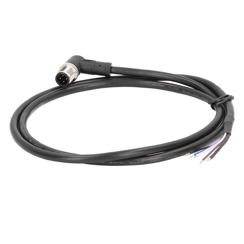 M12 Connector Cable 4 Pin Shielded Right Angle Waterproof Aviation