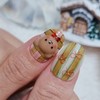 Century Bear and Burgundy Ribbon Handmade Nail Tips - Petit