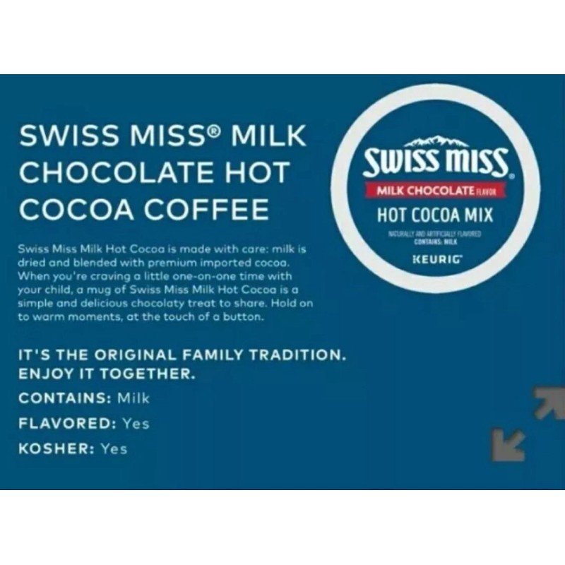 Swiss Miss Milk Chocolate Hot Cocoa Keurig Single-Serve K Cup