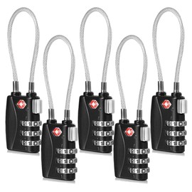 CFMOUR TSA Locks - 1, 2, 3, 4, 5, 6 Pack 3-Dial Security Cable Travel Combination Padlock for Suitcase Luggage Case Bag Code Lock - Black (Pack of 5)