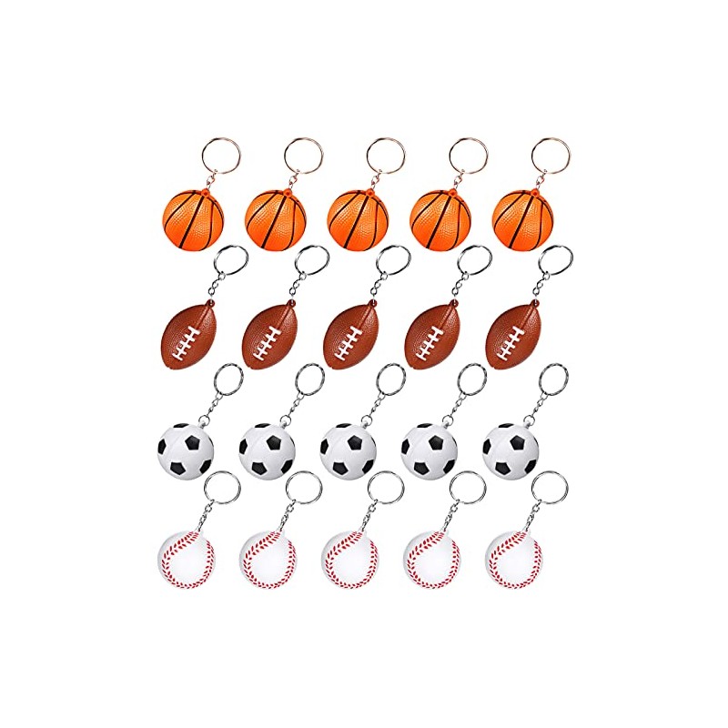 20 Pack Mini Sports Ball Keychains - Fun Fidget Toys
