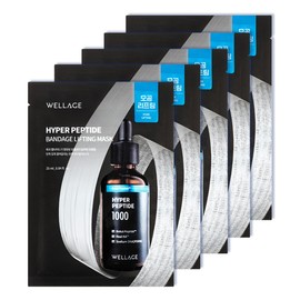 WELLAGE Hyper Peptide - Máscara de elevación de vendaje – Hoja coreana de máscara de elevación de poros y elasticidad con péptidos, PDRN y ácido hialurónico, hoja de gasa de algodón puro, cuidado de