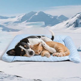 Petmarket Dog Cooling Mat - Thicken Self-Cooling Pad for Small Dog & Cat, Ultra-Comfortable & Machine Washable | Foldable Design Cooling Mat for Dogs, Crates & Indoor Use (Blue, 24''*14'')