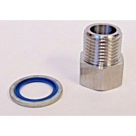PRM INC. 304 STAINLESS STEEL ADAPTER 1/2" NPT MALE X 1/2" BSPP FEMALE W/ SEALING WASHER