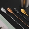 AnSaw Gold 10-Inch Stainless Steel Cocktail Spoon with Leaf Handle
