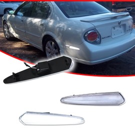 GTINTHEBOX Clear Lens White LED Rear Side Marker Lights for 2000 2001 2002 2003 Nissan Maxima Fender Bumper Lamp