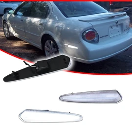 GTINTHEBOX Clear Lens White LED Rear Side Marker Lights for 2000 2001 2002 2003 Nissan Maxima Fender Bumper Lamp