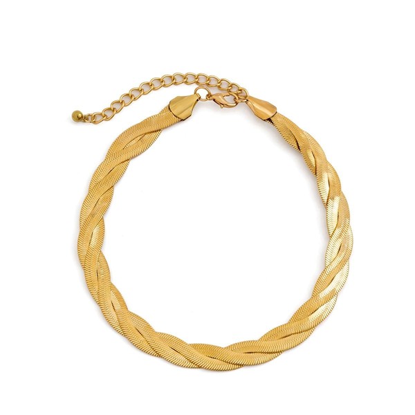 Vanesseva Chunky Twist Snake Flat Chain Link Choker for Women