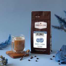 Fresh Roasted Coffee, Coconut Flavored Coffee, 5 lb (80 oz), Medium Roast, Kosher, Whole Bean