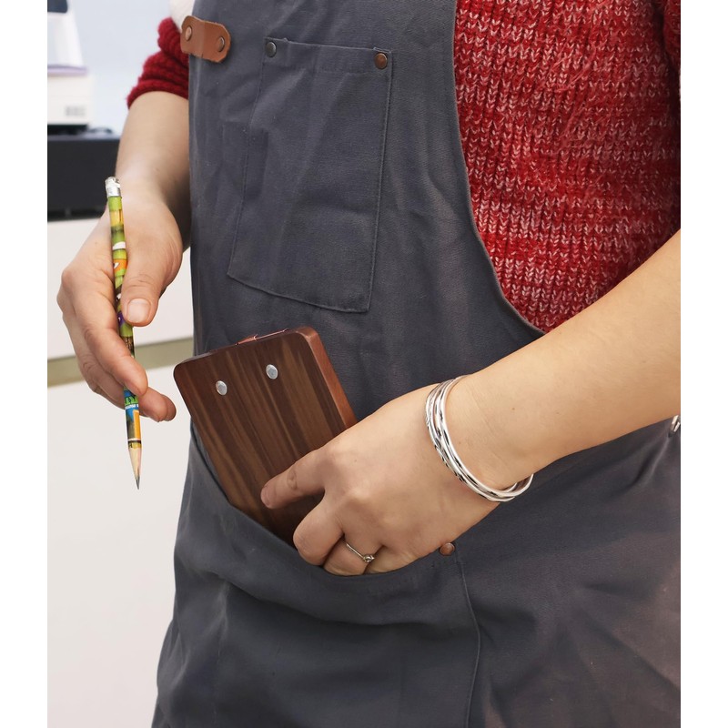 Mini Clipboard Set with Base - Hardwood Walnut Material, Portable