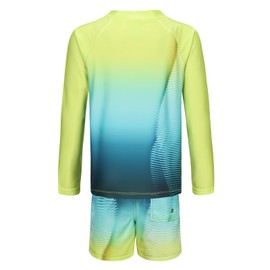 Boys Two Piece Rash Guard Swimsuits Set Kids Long Sleeve Sunsuits Swimwear Set Gradient Lemon Green Size 8/6-8 Years