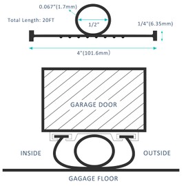 MYFULLY Garage Door Bottom Seal Rubber U-shaped Weather Stripping Kit Replacement, Weatherproofing Universal Sealing for Doors, Black (1/4 Inch T-End, 20FT Long)