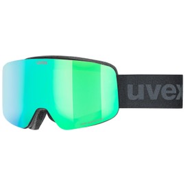 uvex pwdr FM Ski Goggles for Children with Visor Anti-Fog Black Matte / Green Clear One Size