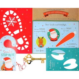 Christmas Eve Pack - Santa Placemat, Magic Key, Footprint Stencils, Stop Here Sign & Nice List Certificate