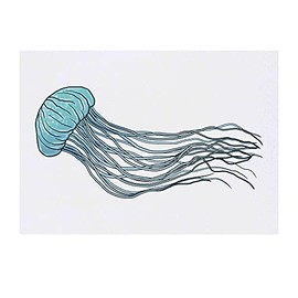 'Blue Swimming Jellyfish' Temporary Tattoo - Water Resistant, Skin-Safe, Non-Toxic Transfer (TO00043230)