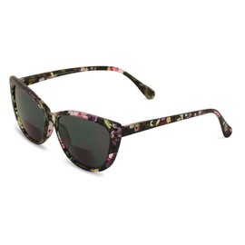 Women Bifocal Reading Sunglasses Reader Glasses Cateye Vintage Jackie Oval Leopard (Translucent Mosaic, 4.00)
