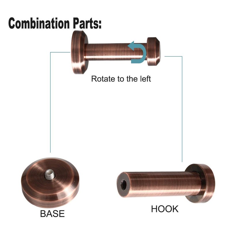 sourcing map 4pcs Wall Hook Copper Wall Mounted 1.8 Inch