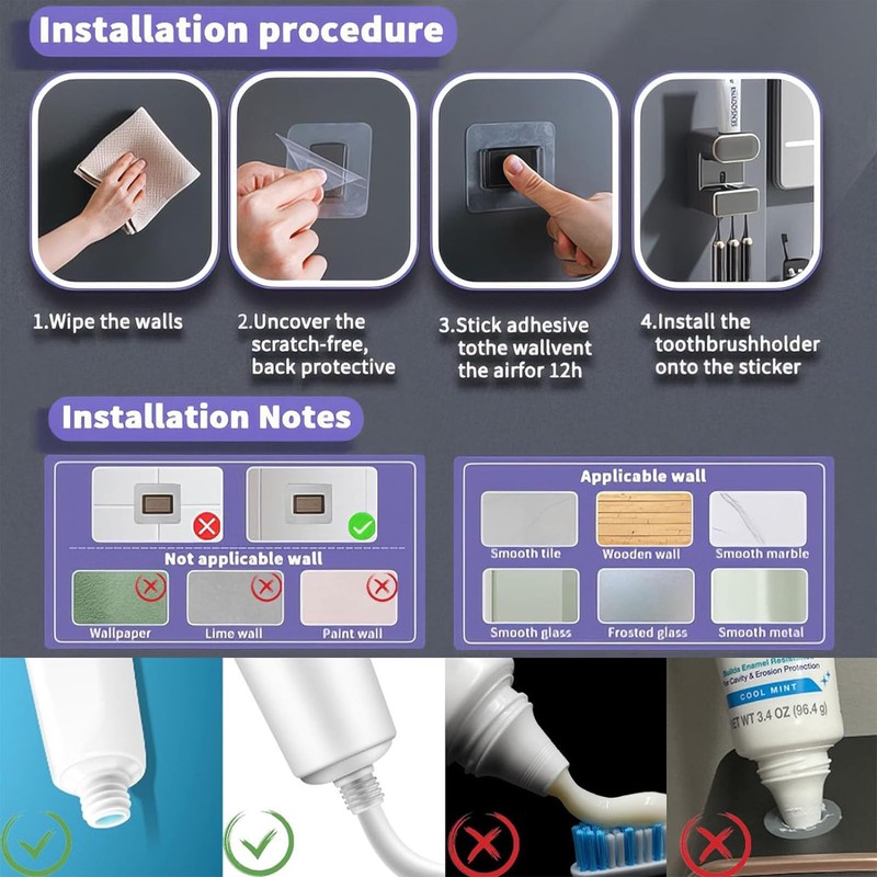 HEYInova Automatic Toothpaste Dispenser,Wall Mounted Electric Toothpaste Dispenser with 3