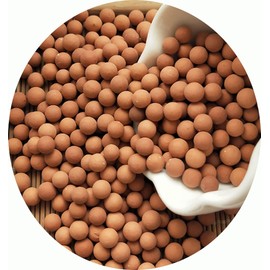 Fuwok 1kg Clay Pebbles Gardening Ceramsite, Mini Hydroponics Clay Pebbles,Hydro Ceramsite Balls(3-4mm, Earth-Red)