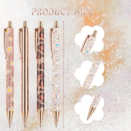SHIBASHAN 9 Pcs Fancy Pens for Women Cute Pens Sparkly Glitter Pens with 5 Black 5 Blue Ink Refills Pretty Pen Gifts Journaling Pens for Girls Office School Christmas Appreciation Gifts (Gold)