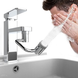 llave universal con filtro de salpicaduras 1080, extensor de llave giratorio, aireador, no salpicaduras, cabezal de fregadero giratorio con 2 modos de salida de agua para baño y cocina