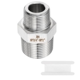 sourcing map 304 Stainless Steel Hex Nipple 3/4" NPT Male x 1" NPT Male Straight Thread Pipe Fitting Extension Pipe Fittings Connector Adapter for Water Oil Gas Tub