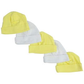 UD_Yellow & White Baby Caps (pack Of 5) 031-yellow-3-w-2