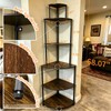 FredCache 6 Tier Corner Shelf Stand, Corner Bookshelf, Wood Storage