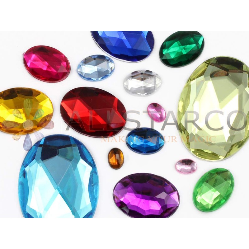 14x10mm Blue Sapphire Lite .LS Flat Back Oval Acrylic Rhinestones