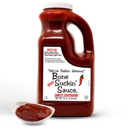 Bone Suckin' Spicy Sweet Southern BBQ Sauce, All-Purpose Barbecue Sauce, Gluten-Free, Non-GMO, Kosher, Sweetened w/Cane Sugar & Molasses