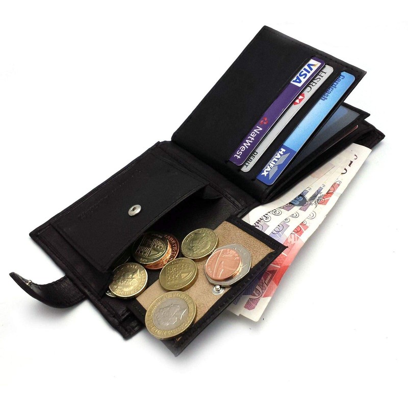ODS:UK Mens RFID Blocking Safe Soft Leather Tri Fold Wallet