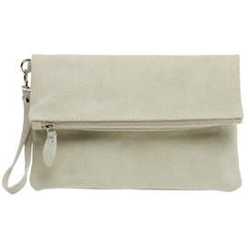 Caspar TL792 Women's Suede Clutch Bag, beige